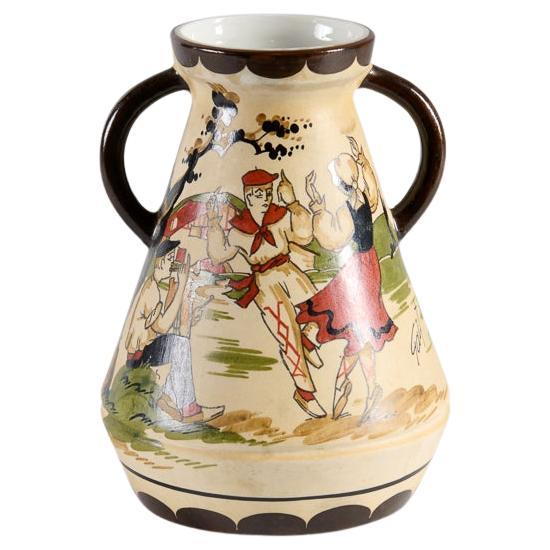 Vase en céramique, Vase en grès émaillé, Poterie de Ciboure, France, vers 1950