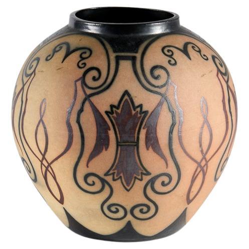 Ceramic Vase, Glazed Stoneware Vase, Ciboure Pottery, France, circa 1950