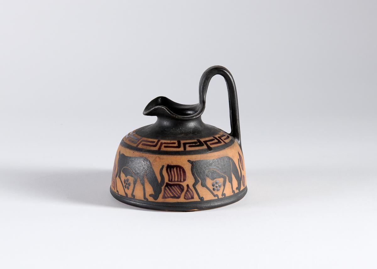 French Ceramic Vase, Grecian-style Pitcher, Ciboure Pottery, France, circa 1925 For Sale