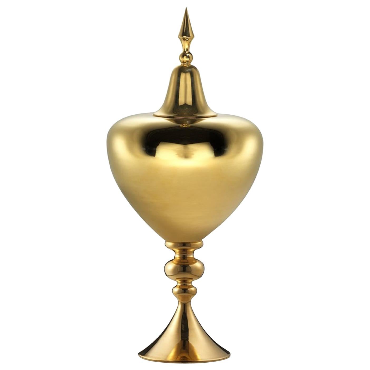 Keramikvase „HARSHA“ Handgefertigt in 24-karätigem Gold von Gabriella B. Hergestellt in Italien