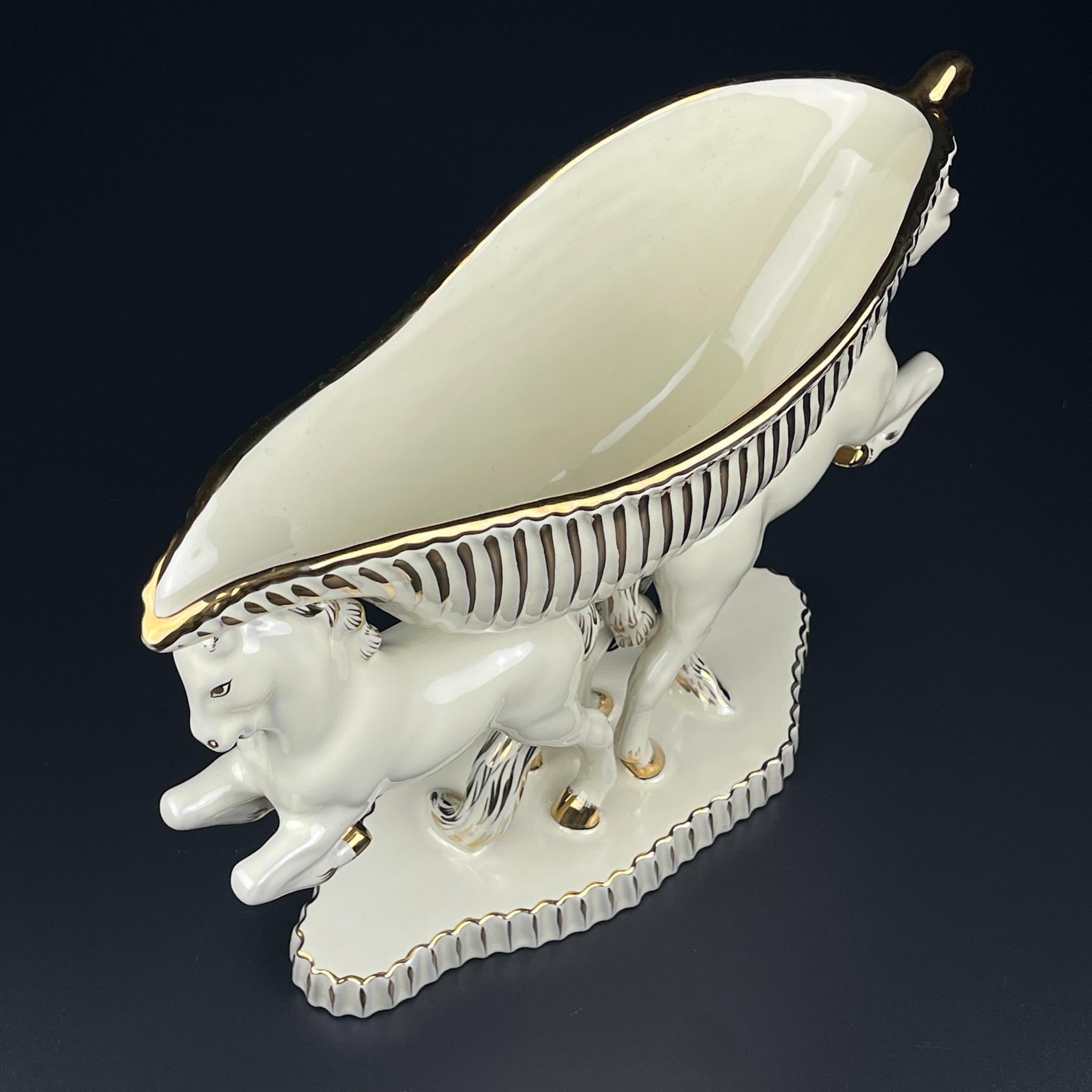 Keramikvase Pferde aus Keramik von Egisto Fantechi Maioliche Keramik, Italien, 1940er Jahre im Angebot 6