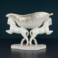 Ceramic vase Horses by Egisto Fantechi Maioliche Ceramic, Italy, 1940s