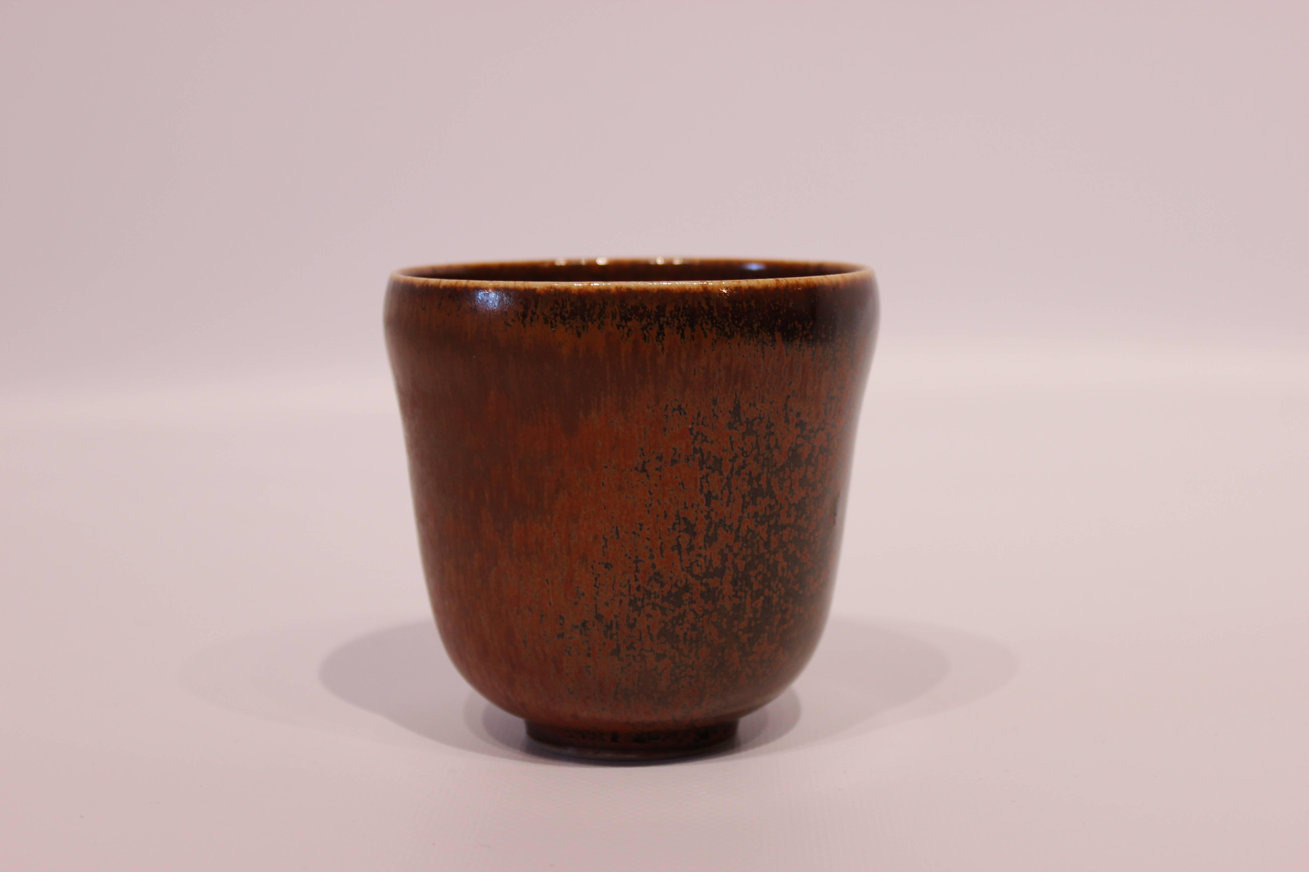 Scandinavian Modern Ceramic Vase in Brown Colors, No 363 by Nathalie Krebs for Saxbo, 1920s-1930s