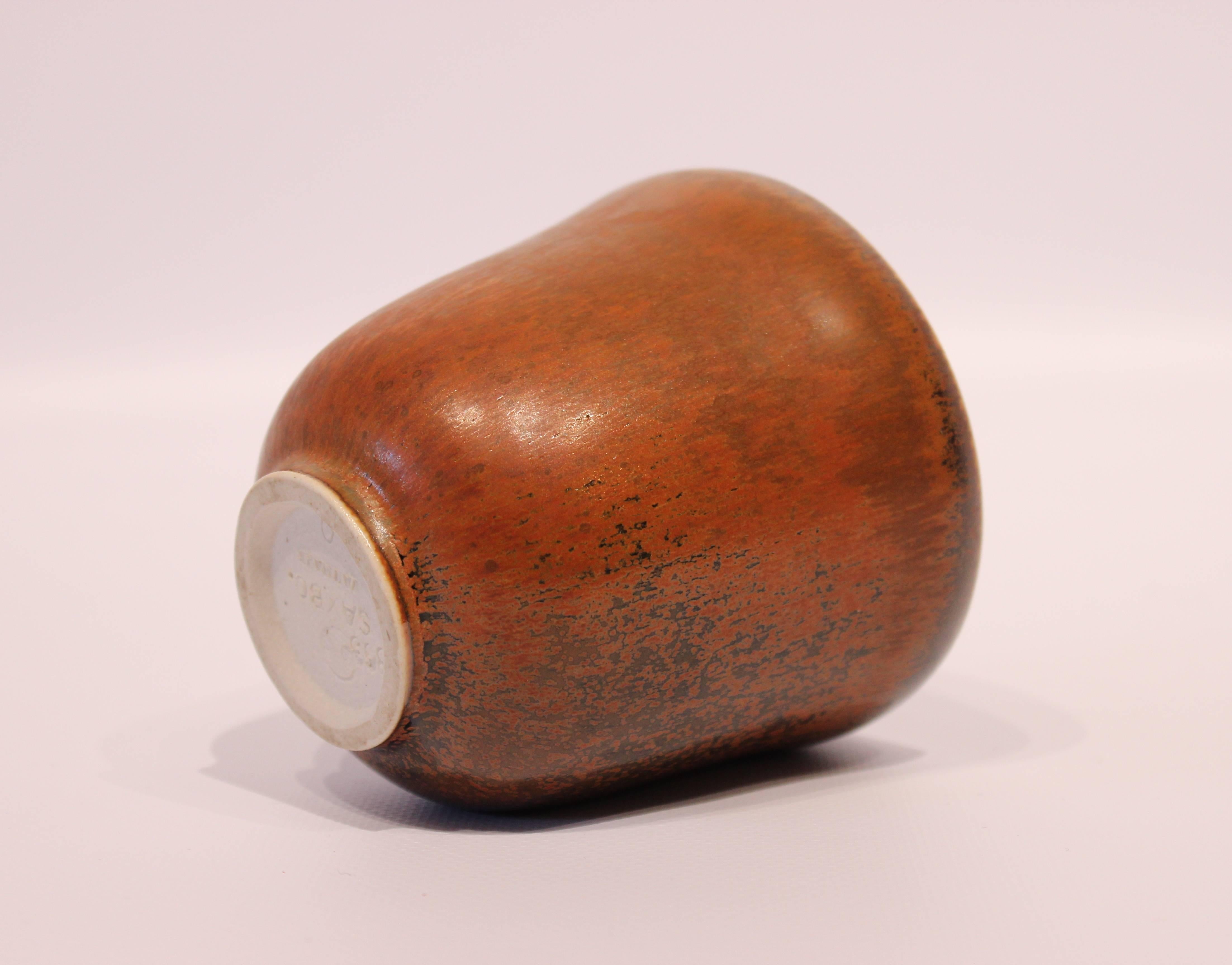 Ceramic Vase in Brown Colors, No 363 by Nathalie Krebs for Saxbo, 1920s-1930s In Good Condition In Lejre, DK