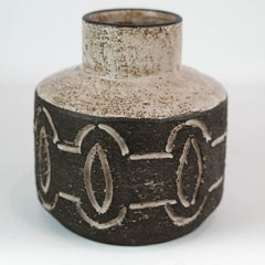 Ceramic Vase in Dark Nuances by Loevemose Ceramics from the 1960s