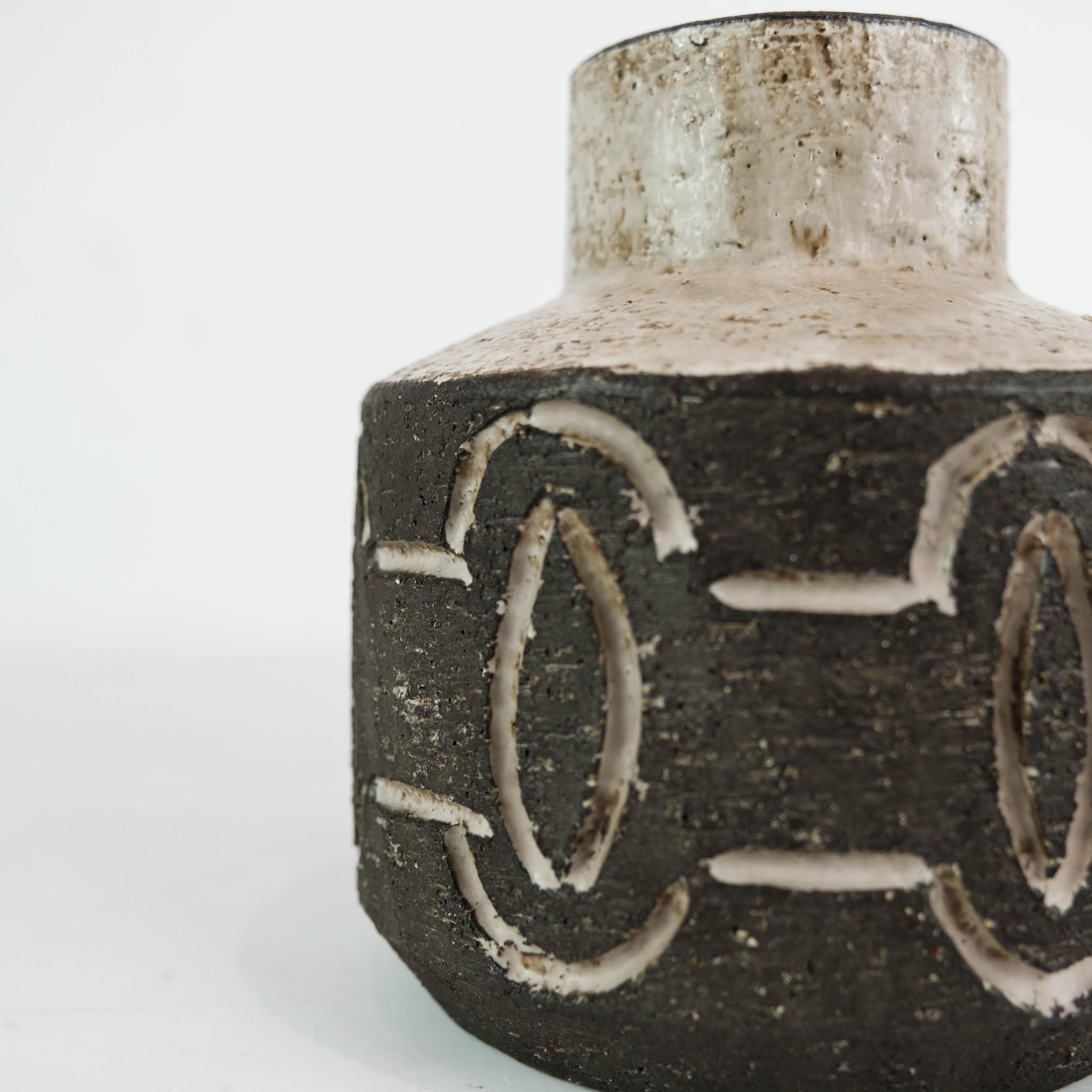 Mid-20th Century Ceramic Vase in Dark Nuances by Loevemose Ceramics from the 1960s
