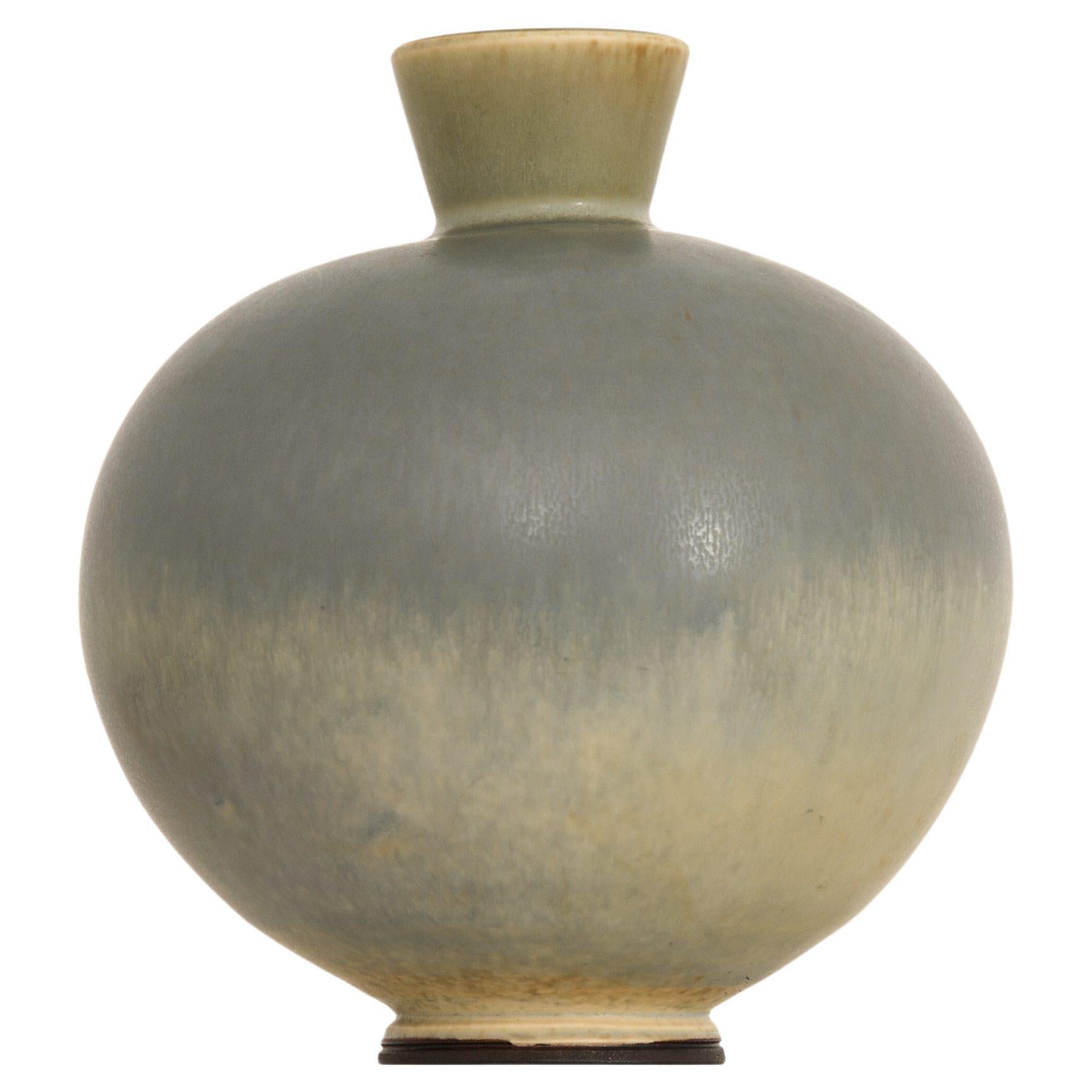 Vaso in ceramica con smalto di pelliccia di lepre di Berndt Friberg in vendita