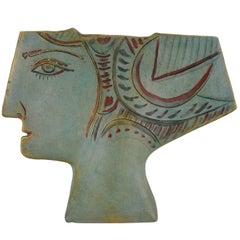 Retro Ceramic Vase in the Shape of a Womans Head AP Midcentury, France
