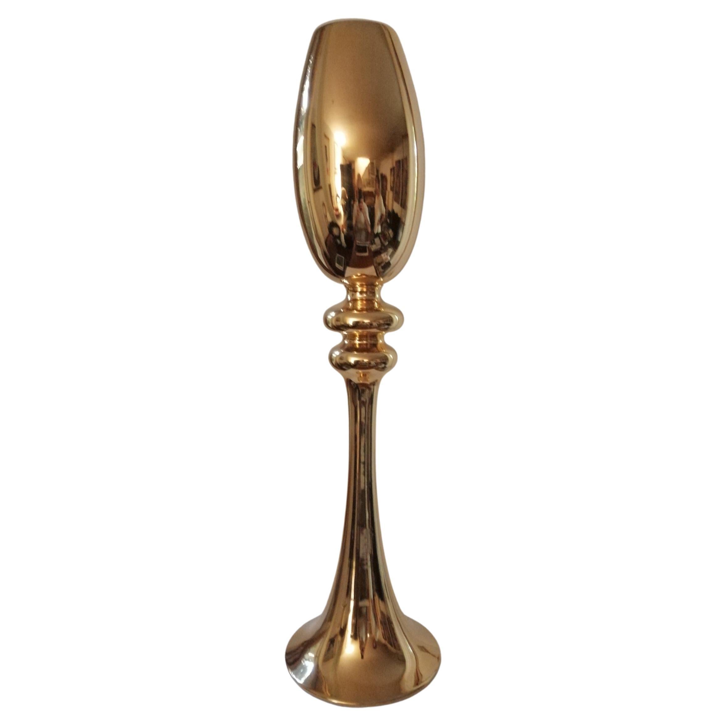 Keramikvase "Isotta" Handgefertigt in 24kt Gold-Weiß innen, von Gabriella B.