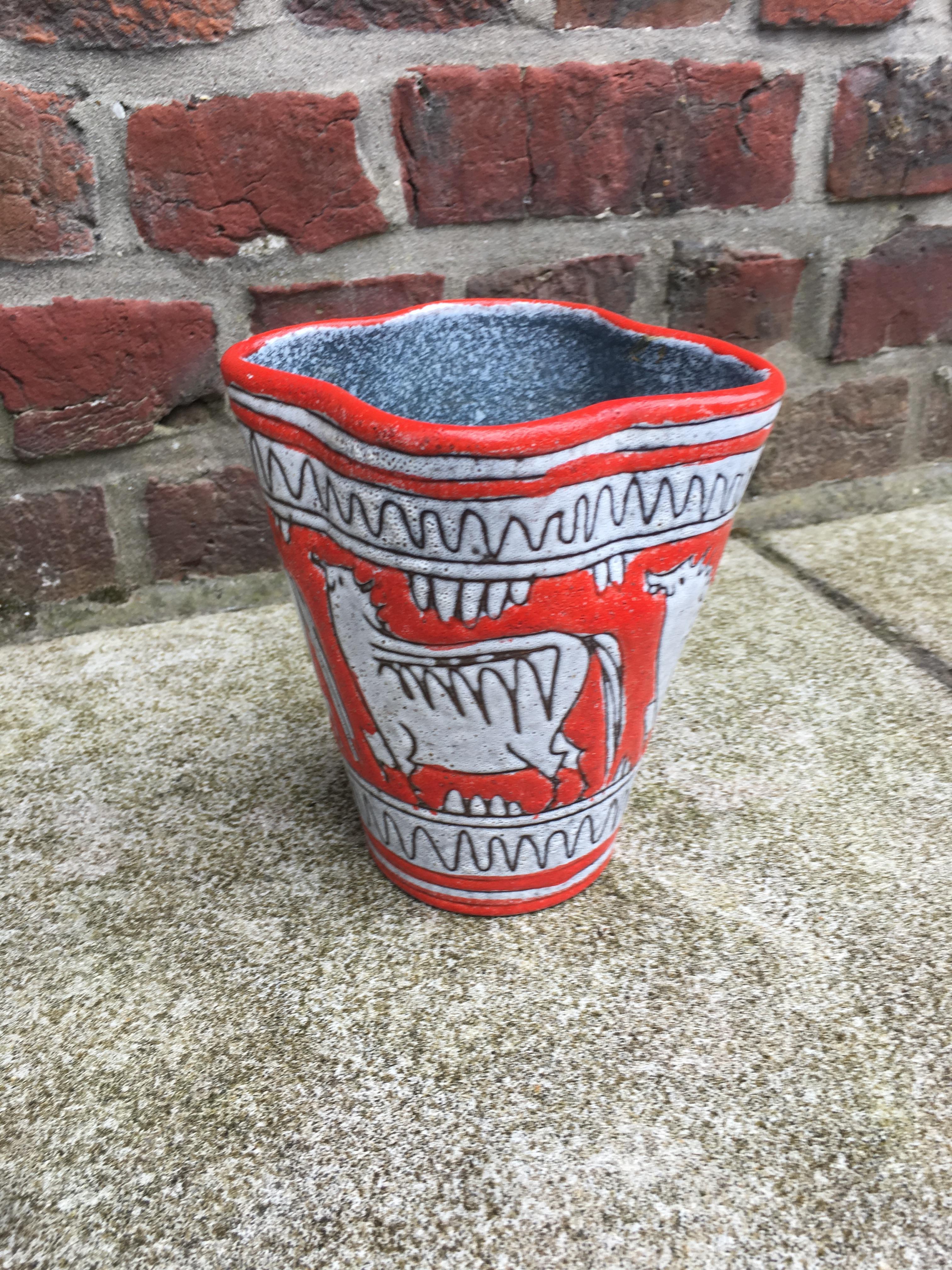 Mid-Century Modern Ceramic Vase, Italy, circa 1950-1960 For Sale