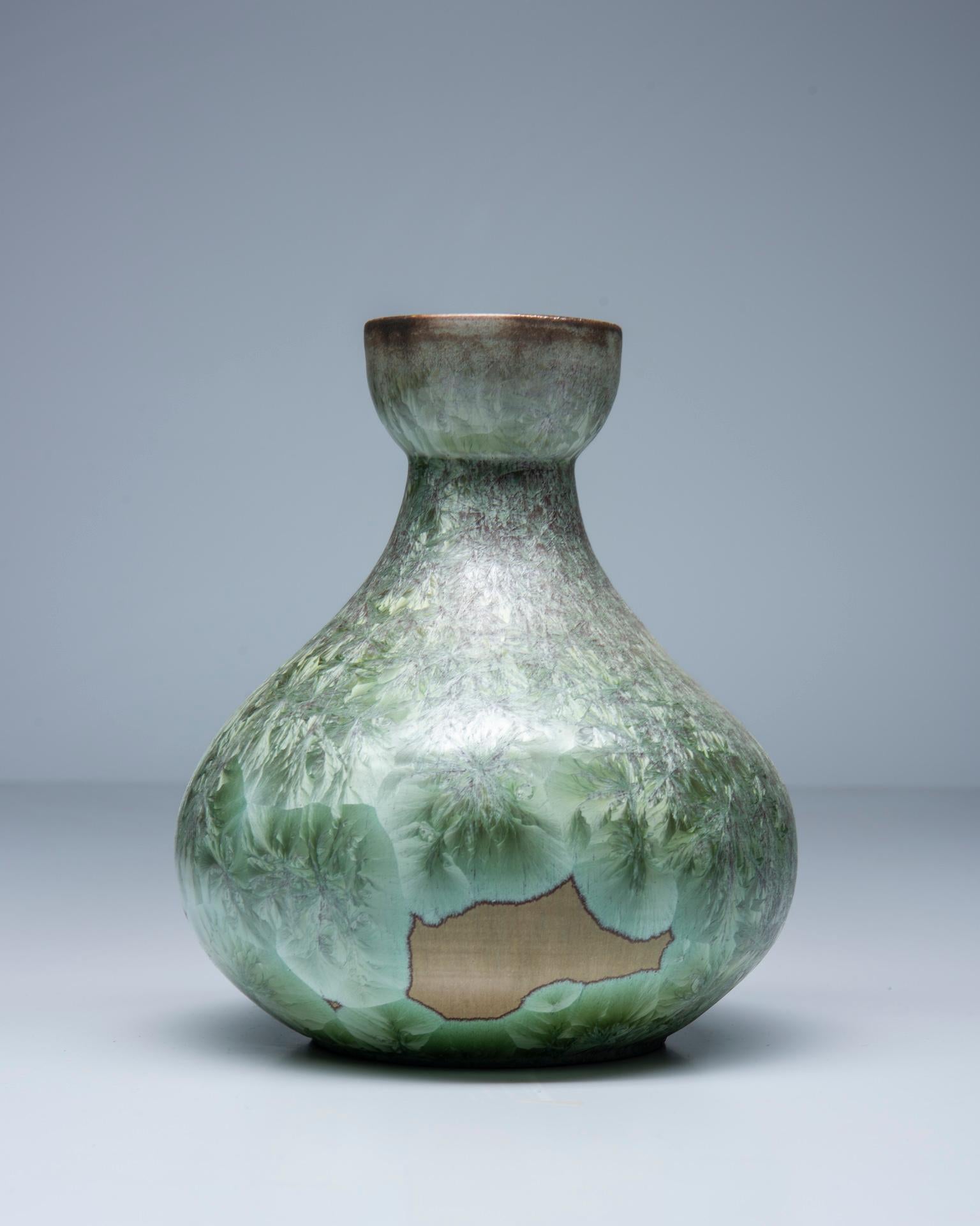 Smaltato Vaso e base per lampada in ceramica con nuclei - Marius Bessone in vendita