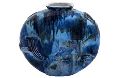 Ceramic Vase Maria Likarz Wiener Werkstatte circa 1925 Austrian Art Deco Blue