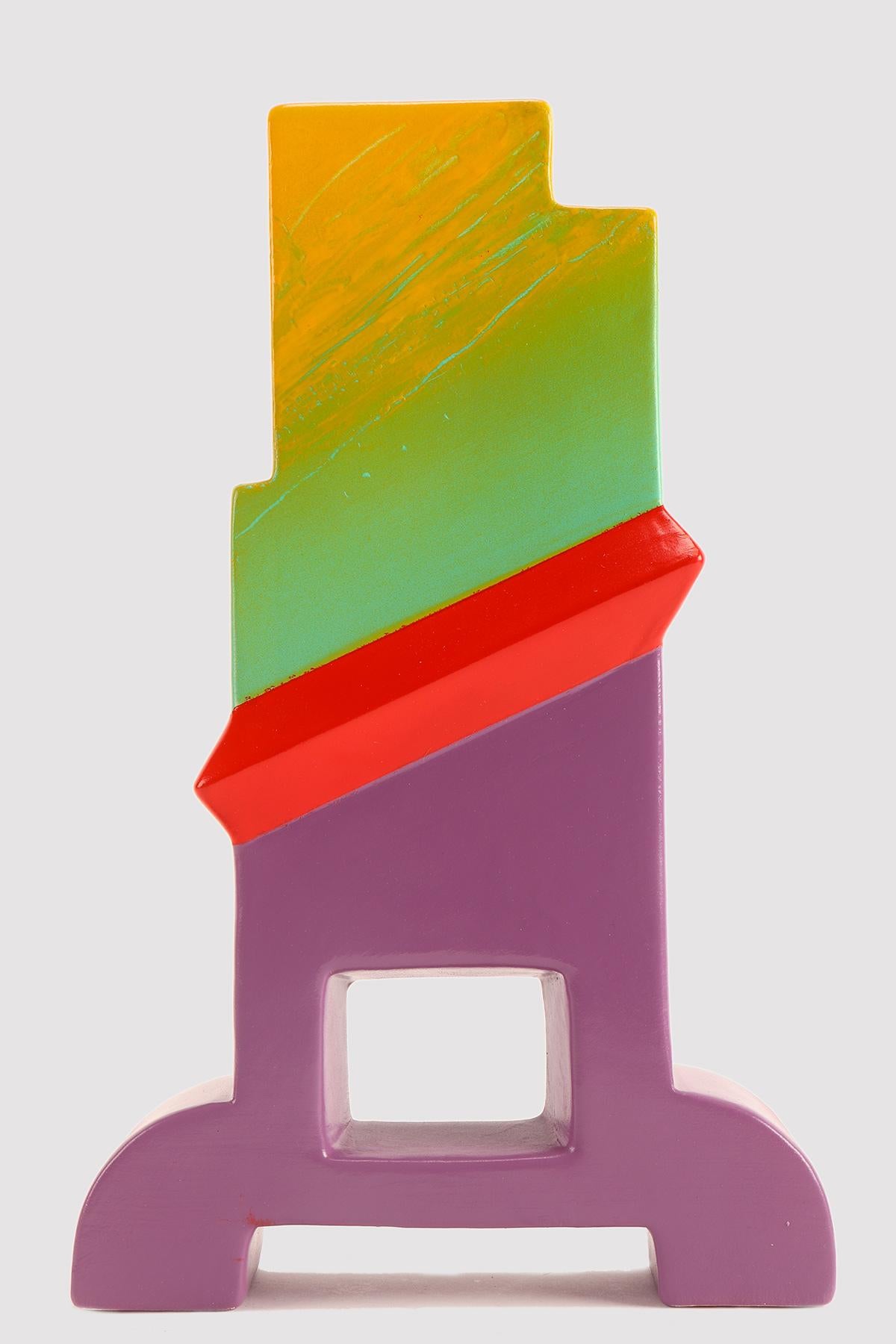 Vaso in ceramica dipinta Memphis Milano di Luciano Florio Paccagnella, 