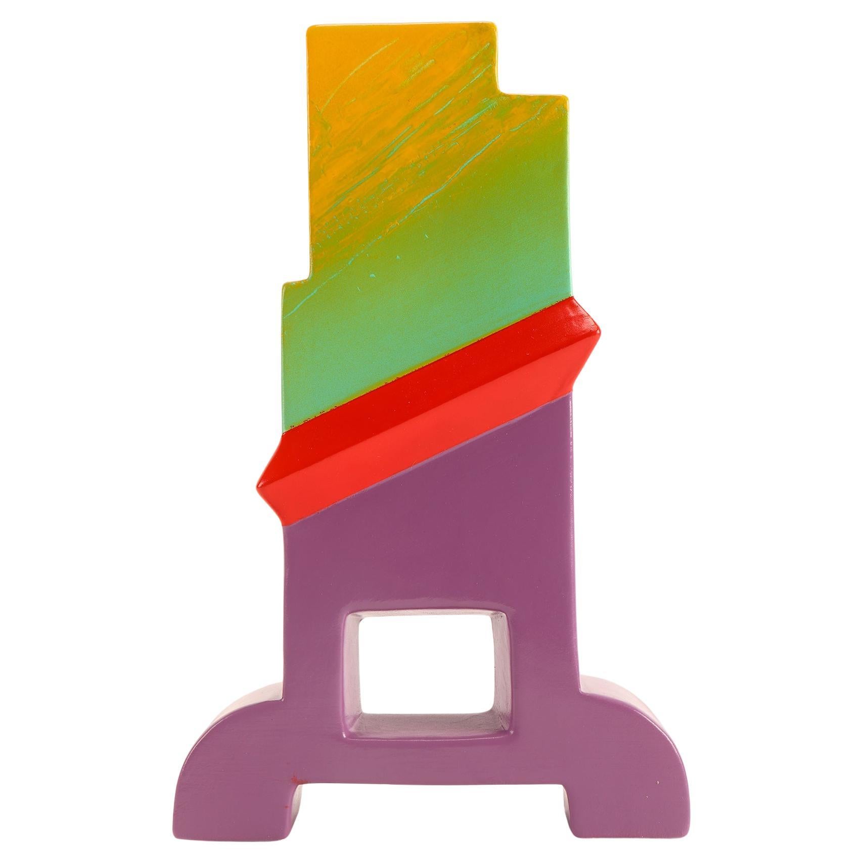 Vaso in ceramica Memphis, "BASTIONE" di Luciano Florio Paccagnella, Milano, anni 1990.