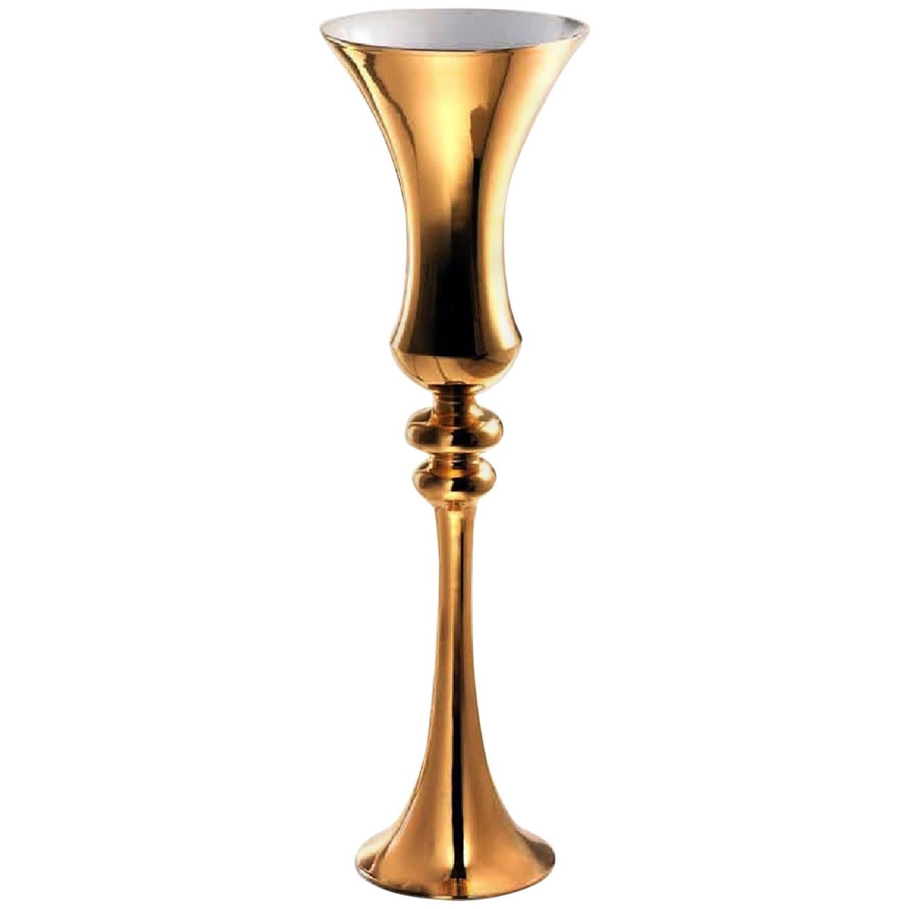 Vase en céramique "MERLINO" fabriqué à la main en or 24 carats par Gabriella B. Fabriqué en Italie