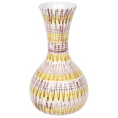 Ceramic Vase, Midcentury Italian, Yellow, Brown and White, circa 1950