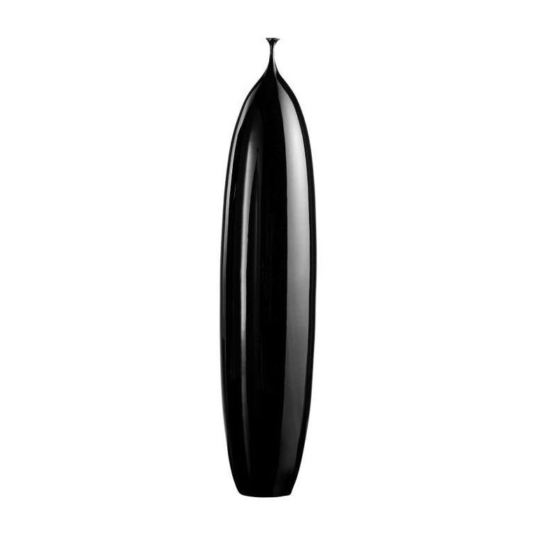 Vase en céramique "OPHELIA" émaillé noir par Gabriella B., fabriqué en Italie