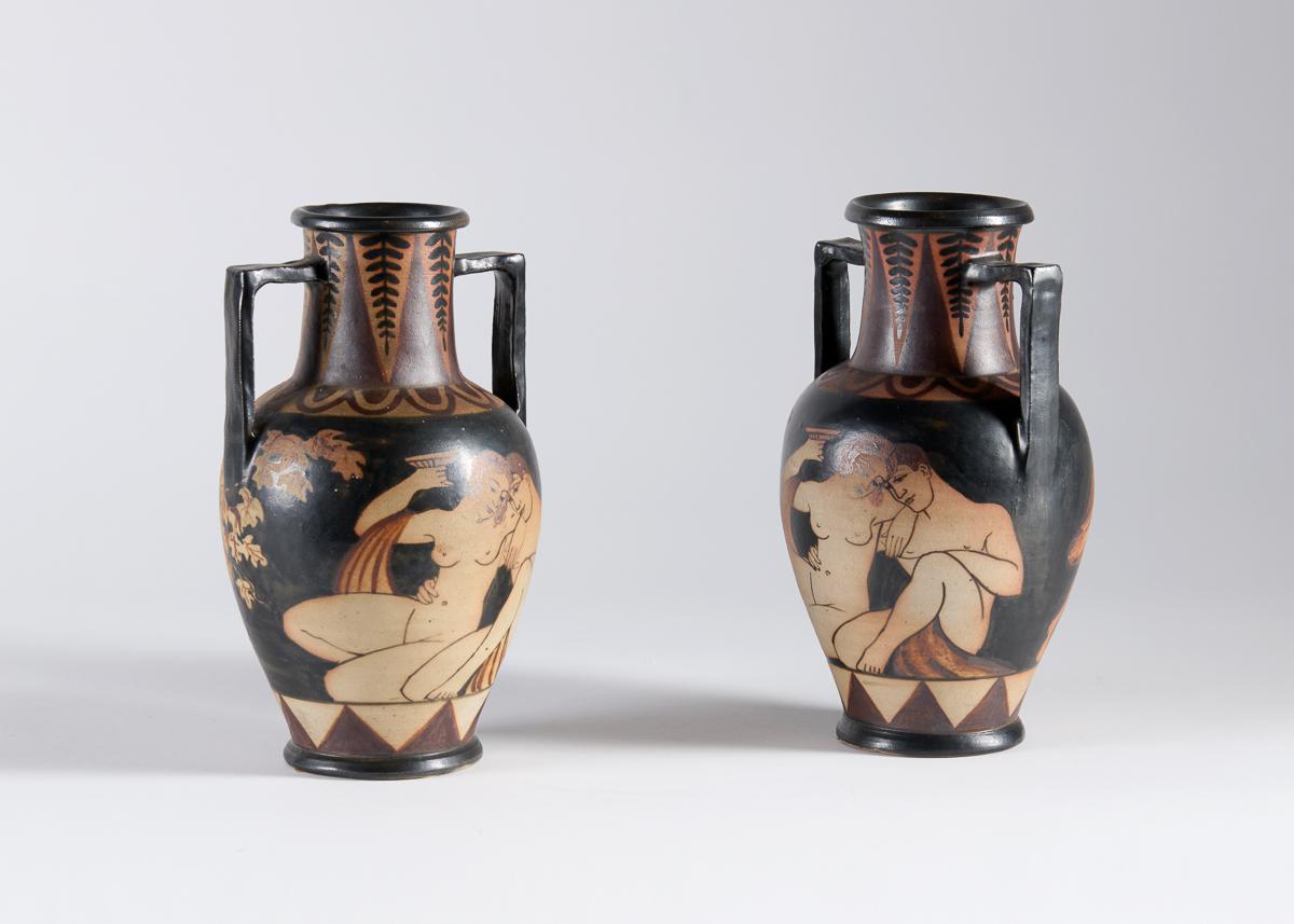 Keramikvase, Paar Amphoren, Ciboure Ceramics, Frankreich, um 1925 (Art déco) im Angebot