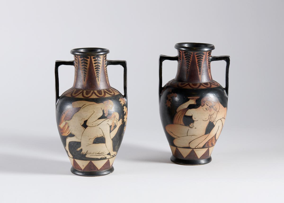 Keramikvase, Paar Amphoren, Ciboure Ceramics, Frankreich, um 1925 im Zustand „Gut“ im Angebot in New York, NY