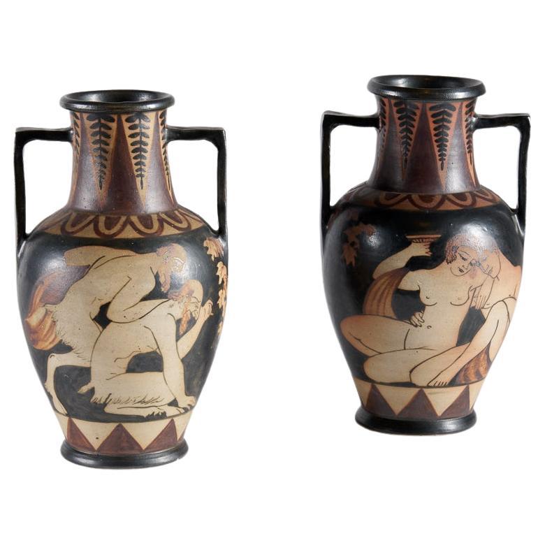 Keramikvase, Paar Amphoren, Ciboure Ceramics, Frankreich, um 1925