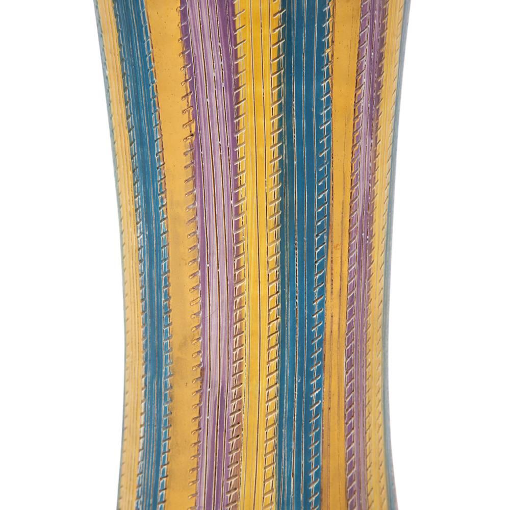 Elbee Vase, Ceramic Stripes, Pastel and Gold, Signed 2