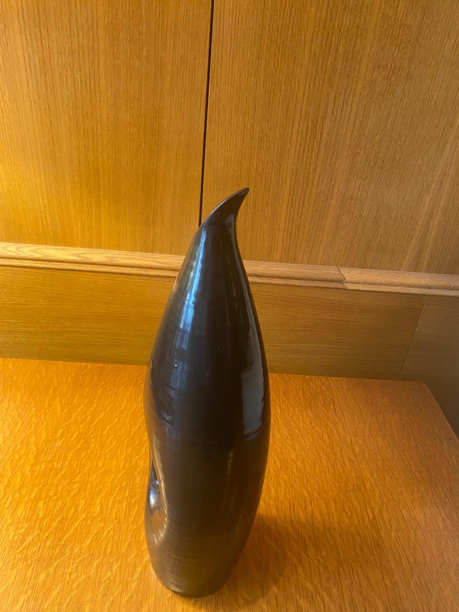 Milieu du XXe siècle Vase en céramique Pingouin par Accolay, France, années 1960 en vente