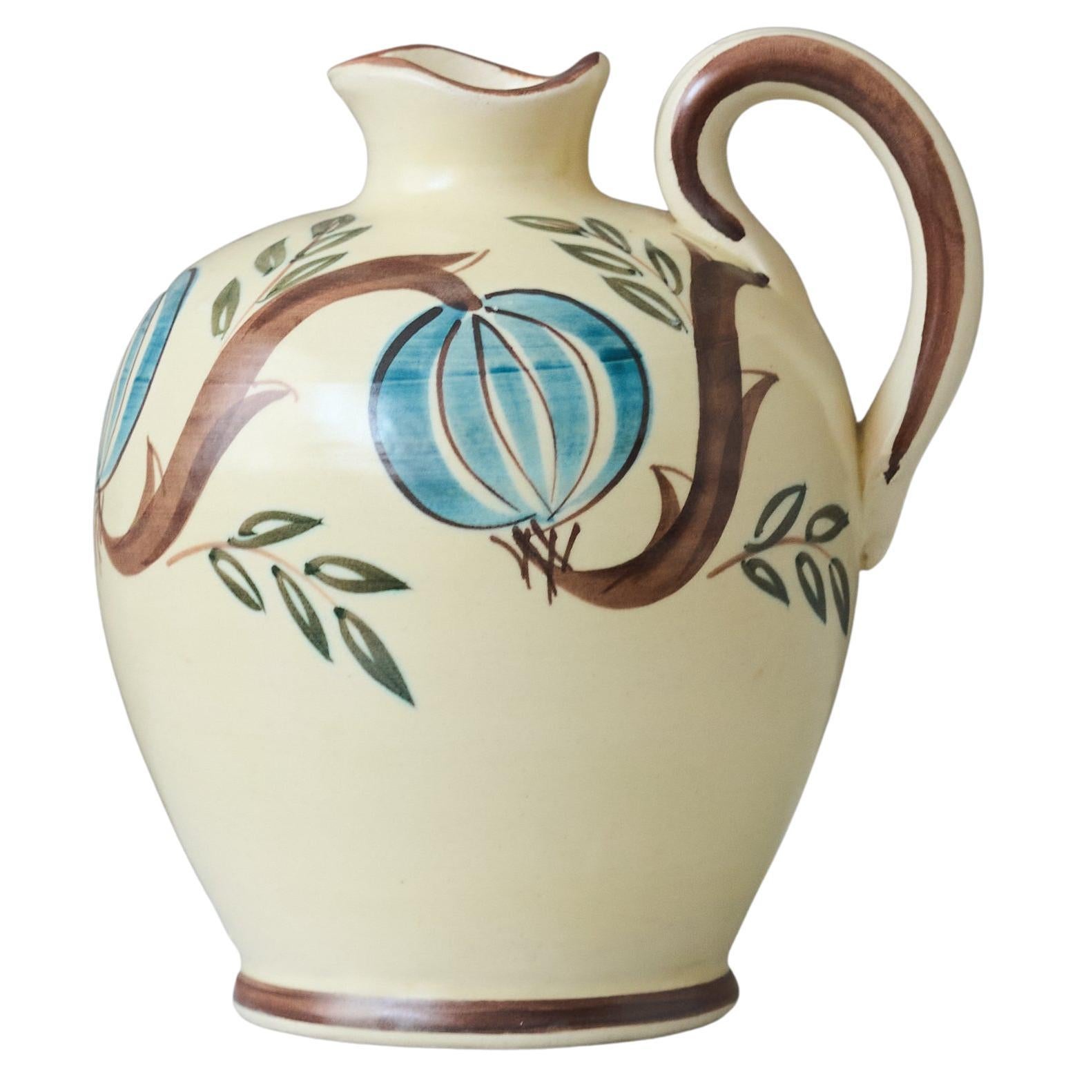Ceramic Vase / Pitcher by Allan Ebeling for Bo Fajans, Sweden, 1940s. For Sale