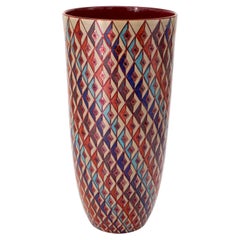 Ceramic Vase Roman Mosaic Hand Painted Majolica Italy Contemporary 21st Century