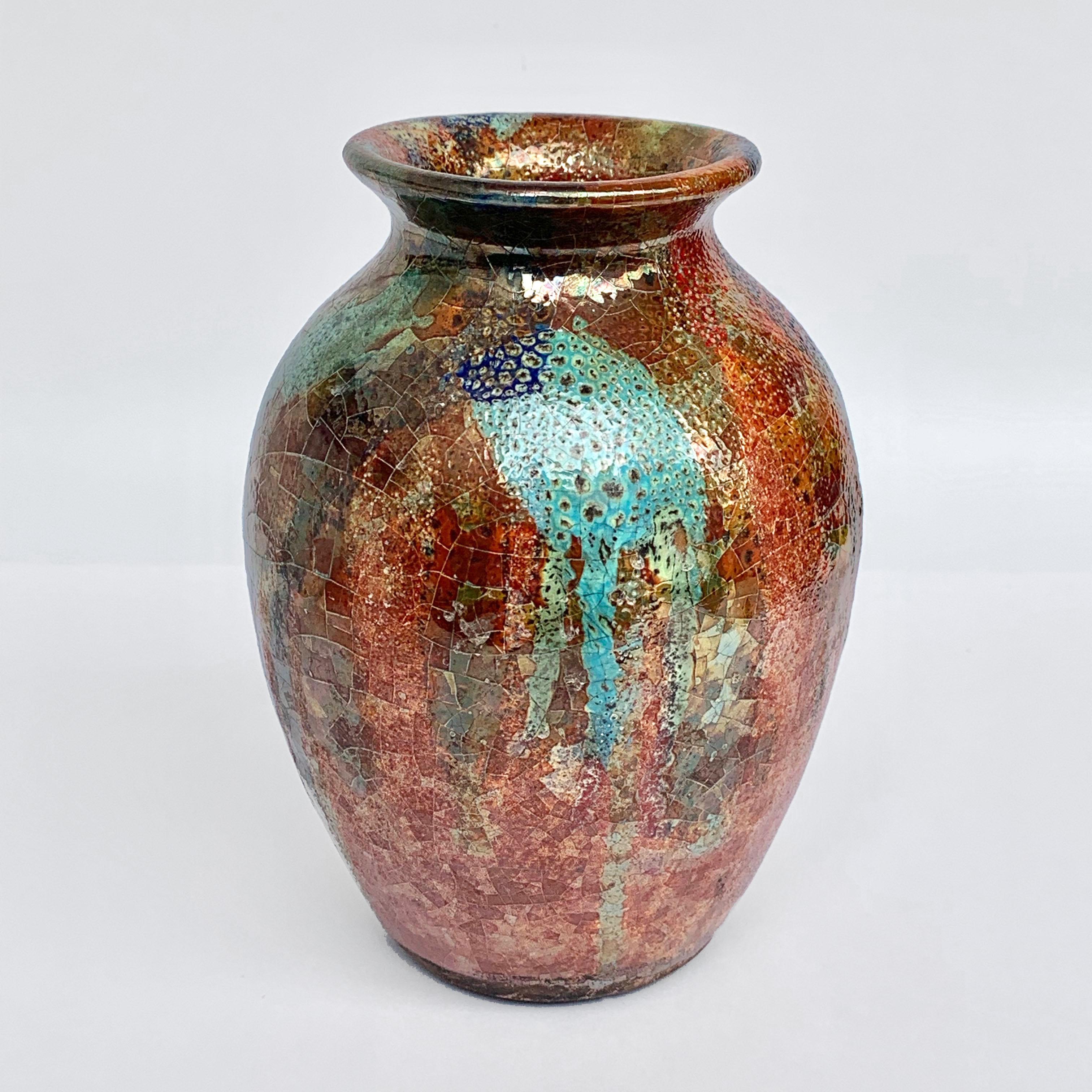 Mid-Century Modern Ceramic Vase Sardinian Polychrome Ceramics by Claudio Pulli, Italy, 1970s