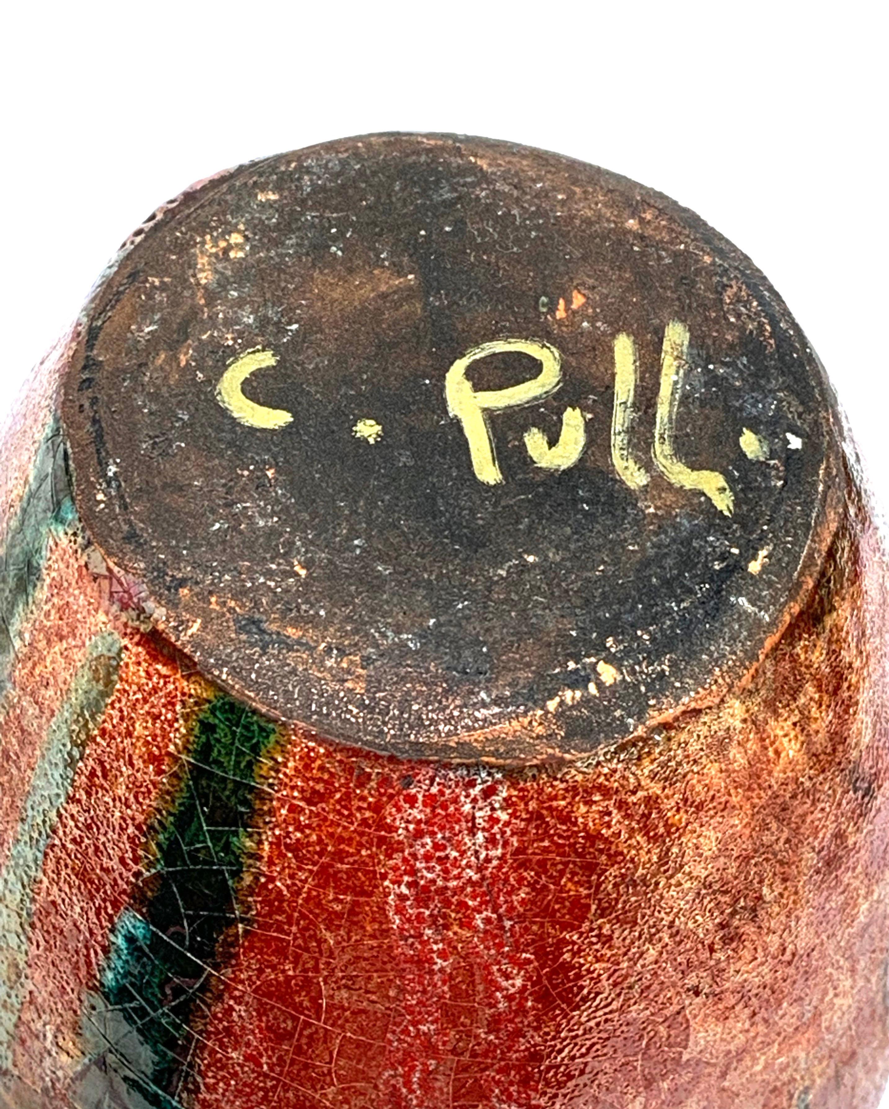 Late 20th Century Ceramic Vase Sardinian Polychrome Ceramics by Claudio Pulli, Italy, 1970s