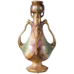 Ceramic Vase Signed Amphora, Austria, Turn-Teplitz 'Bohemia', Art Nouveau Period