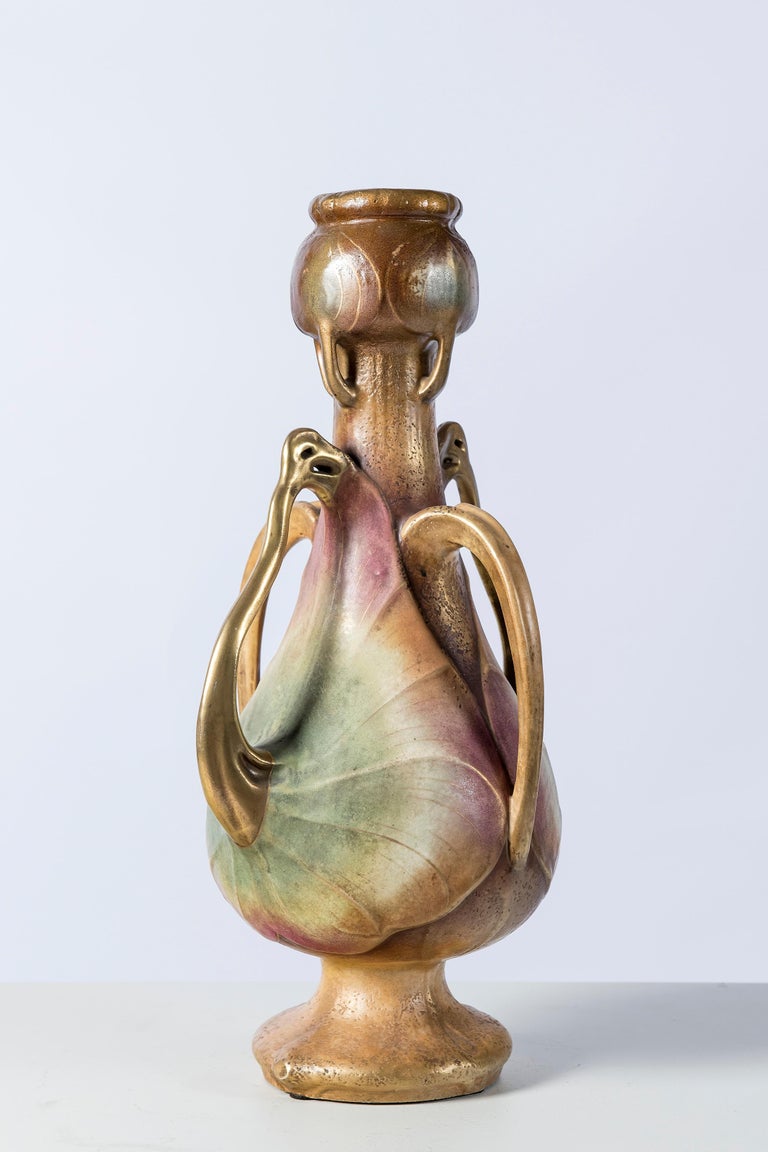 Ceramic Vase Signed Amphora, Austria, TurnTeplitz 'Bohemia', Art Nouveau Period at 1stDibs