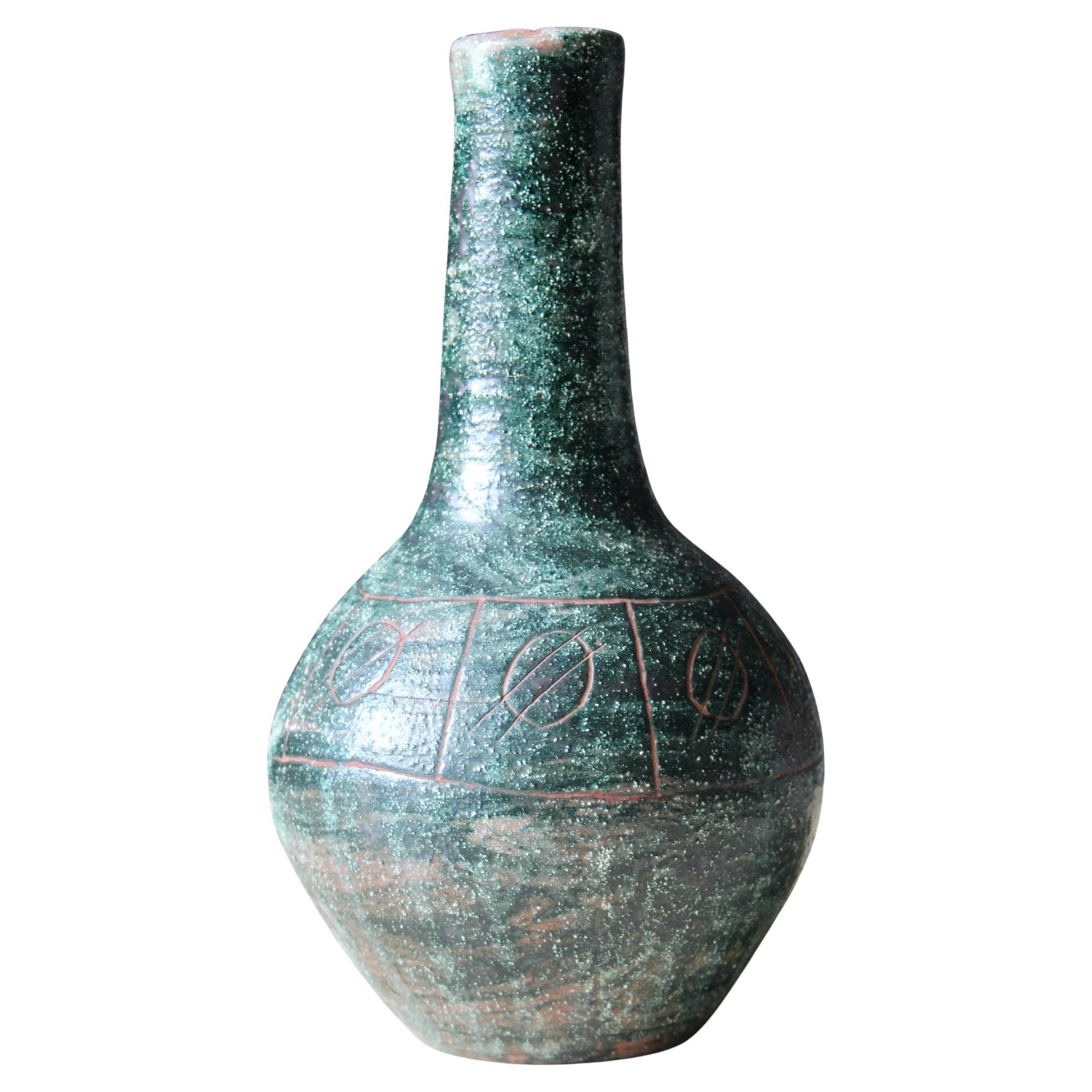 Ceramic vase signed Dieulefit For Sale