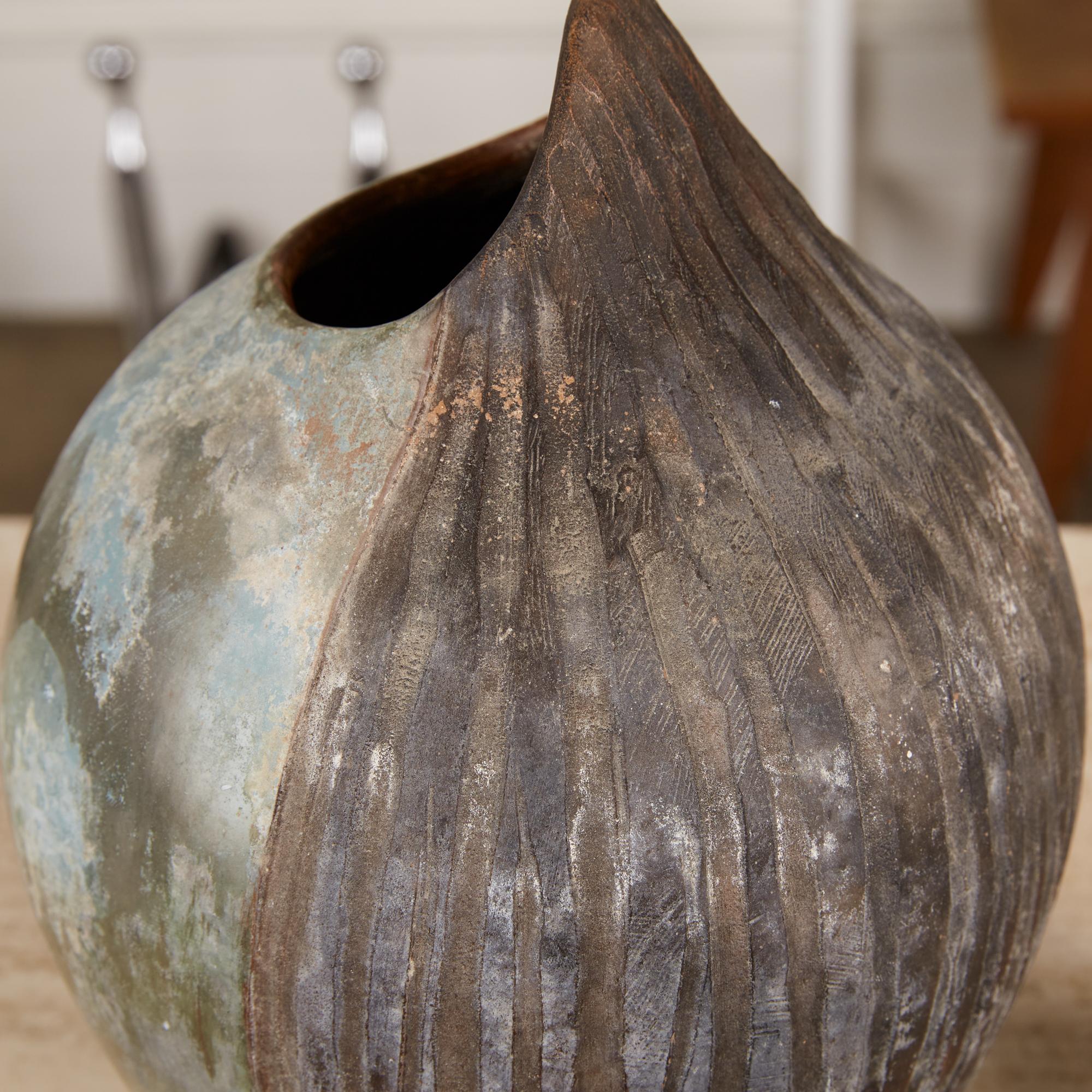 Studio Ceramic Vessel with Incised Striation 1