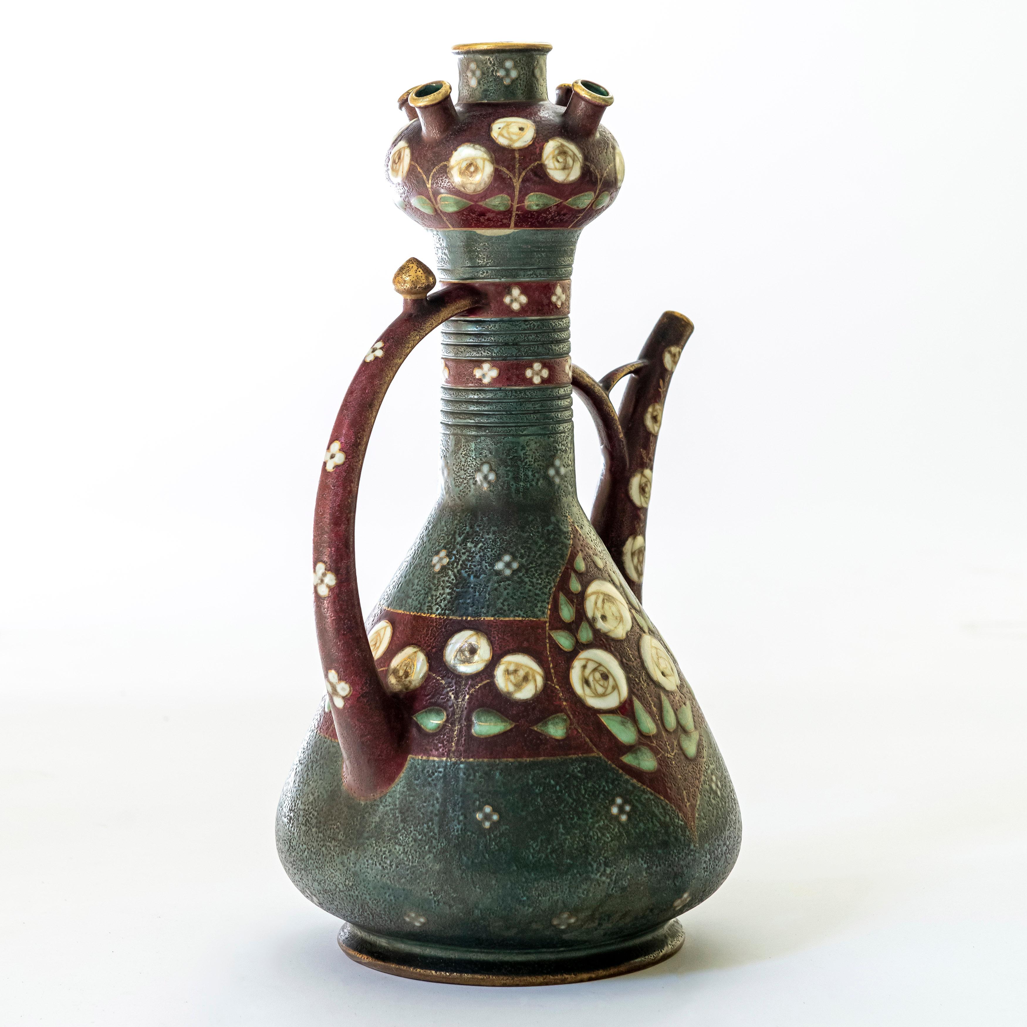 Ceramic vase signed Turn-Teplitz. Attributed to Paul Dachsel, Austria, circa 1900.