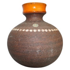 Vaso in ceramica, Svezia, design scandinavo del Medioevo, marrone/arancione, C.C. 1960