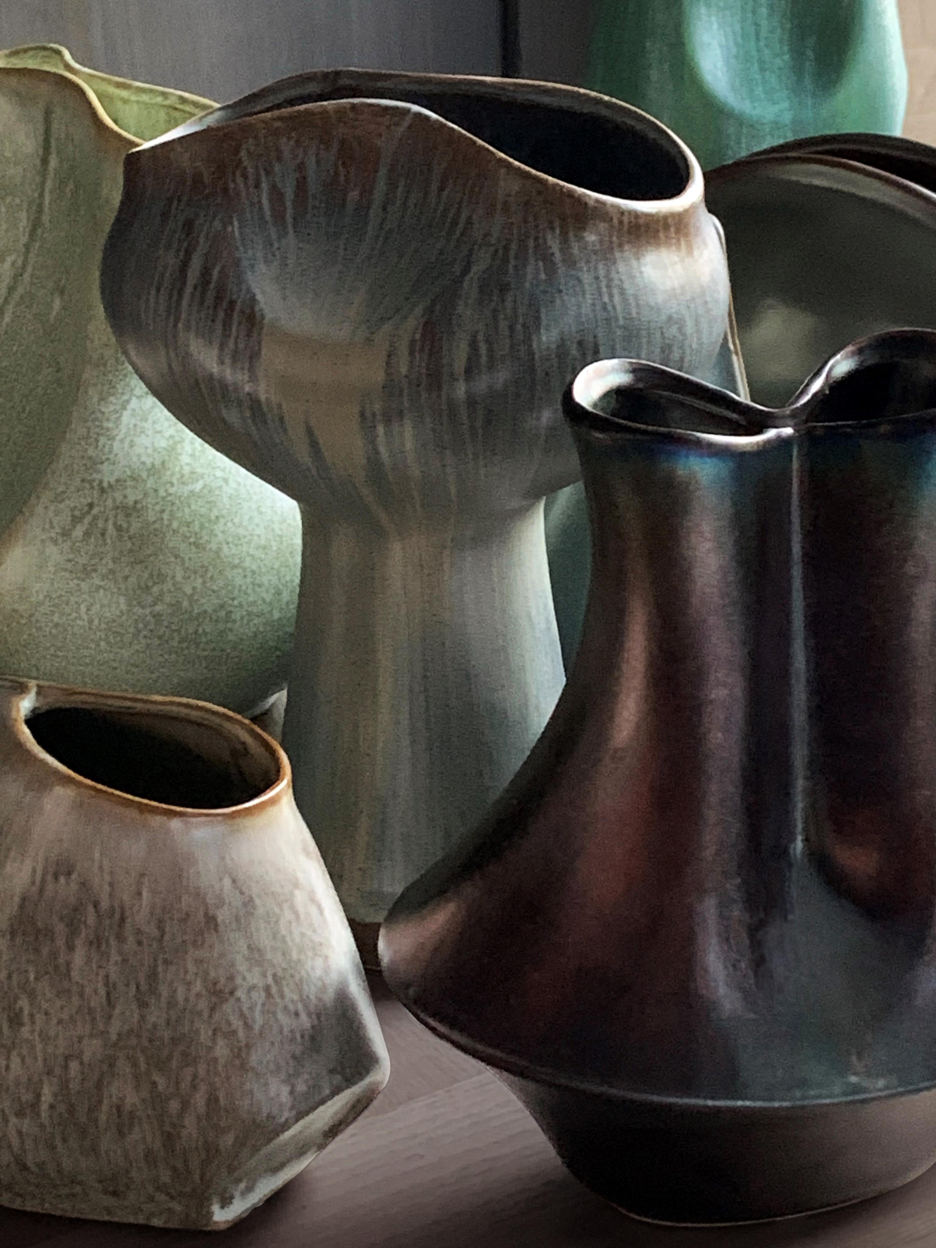 Chinois Vase en céramique l'ampoule Mid Century Rhythm Andr Fu Living Décoratif Nouveau en vente