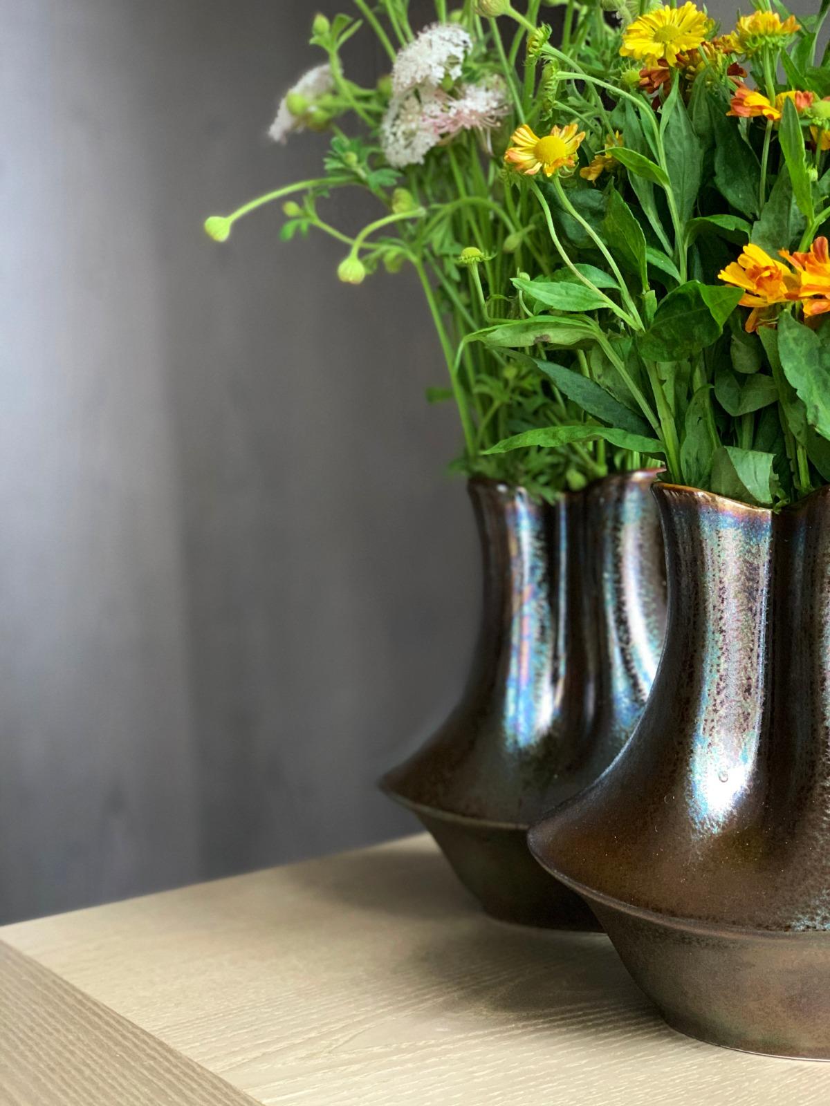 Ceramic Vase The Grain Mid Century Rhythm André Fu Living Decorative New For Sale 1