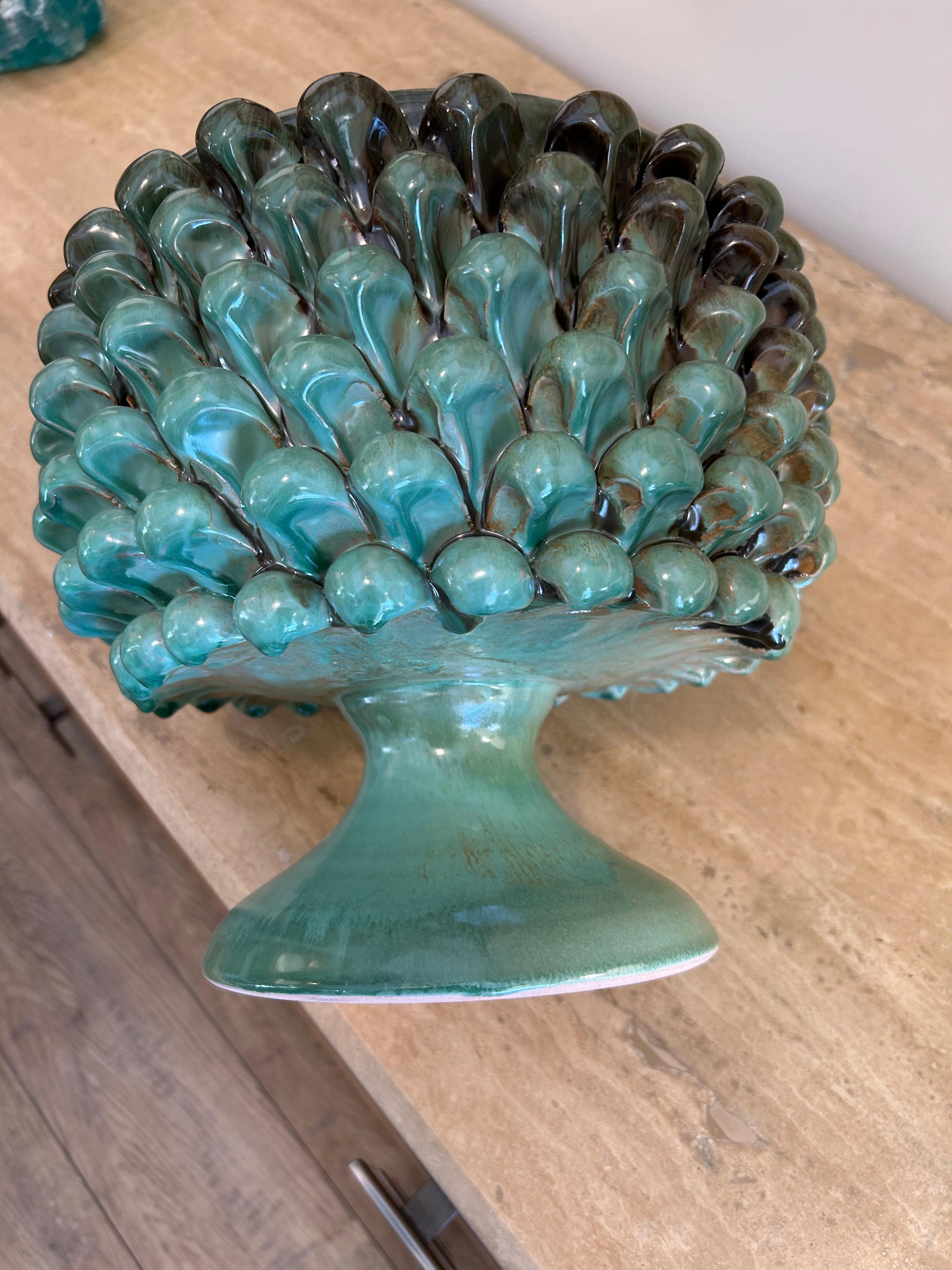 XXIe siècle et contemporain vase en céramique, turquoise, floral en vente
