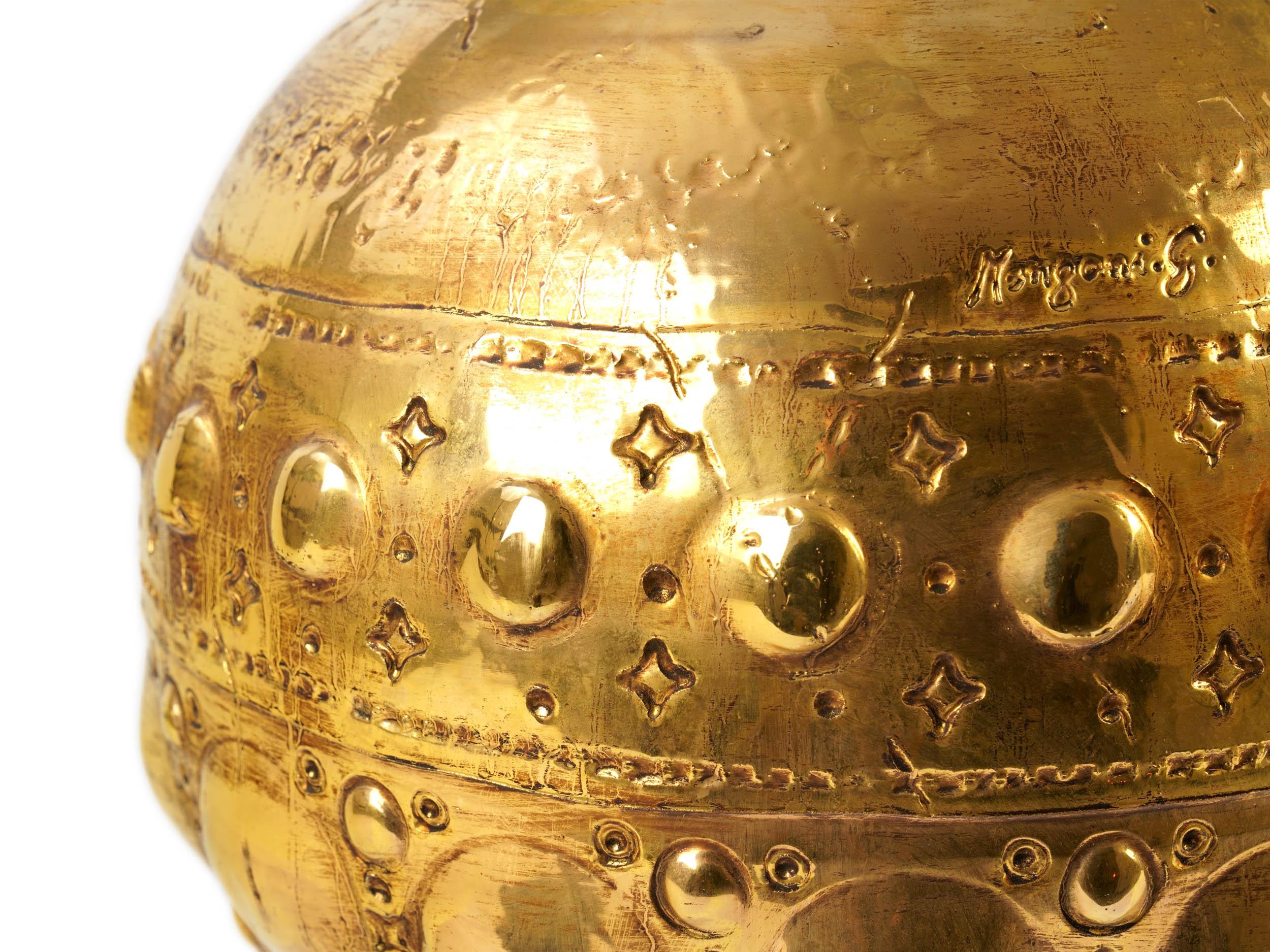 Ceramic Vase Vessel 24 Karat Gold Luster Sculpture Spherical Centerpiece, Italy  In New Condition For Sale In Recanati, IT