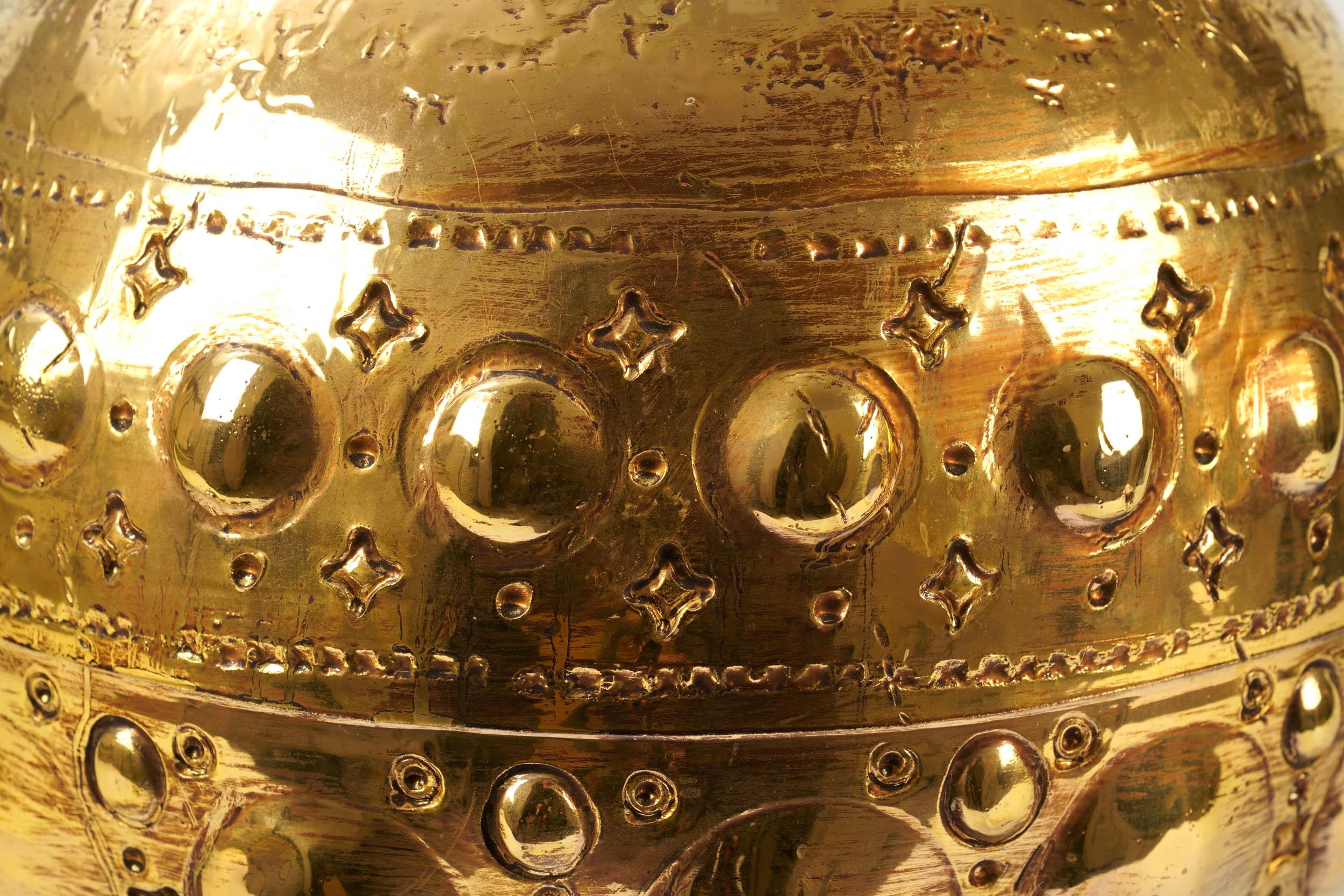 Contemporary Ceramic Vase Vessel 24 Karat Gold Luster Sculpture Spherical Centerpiece, Italy  For Sale