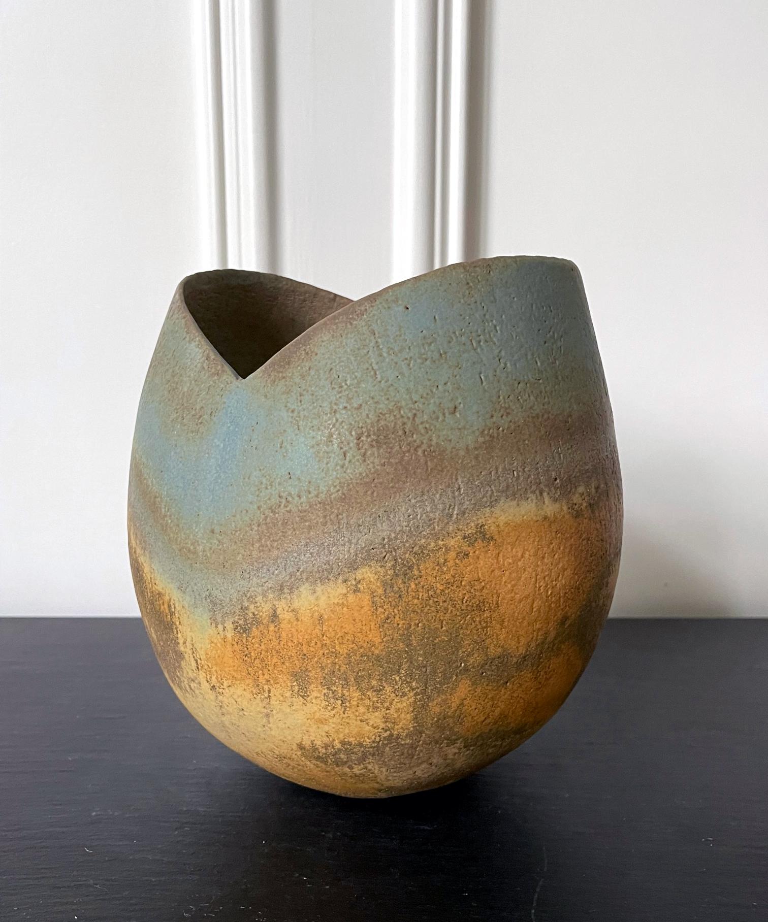 Organic Modern Ceramic Vase Vessel by British Studio Potter John Ward For Sale