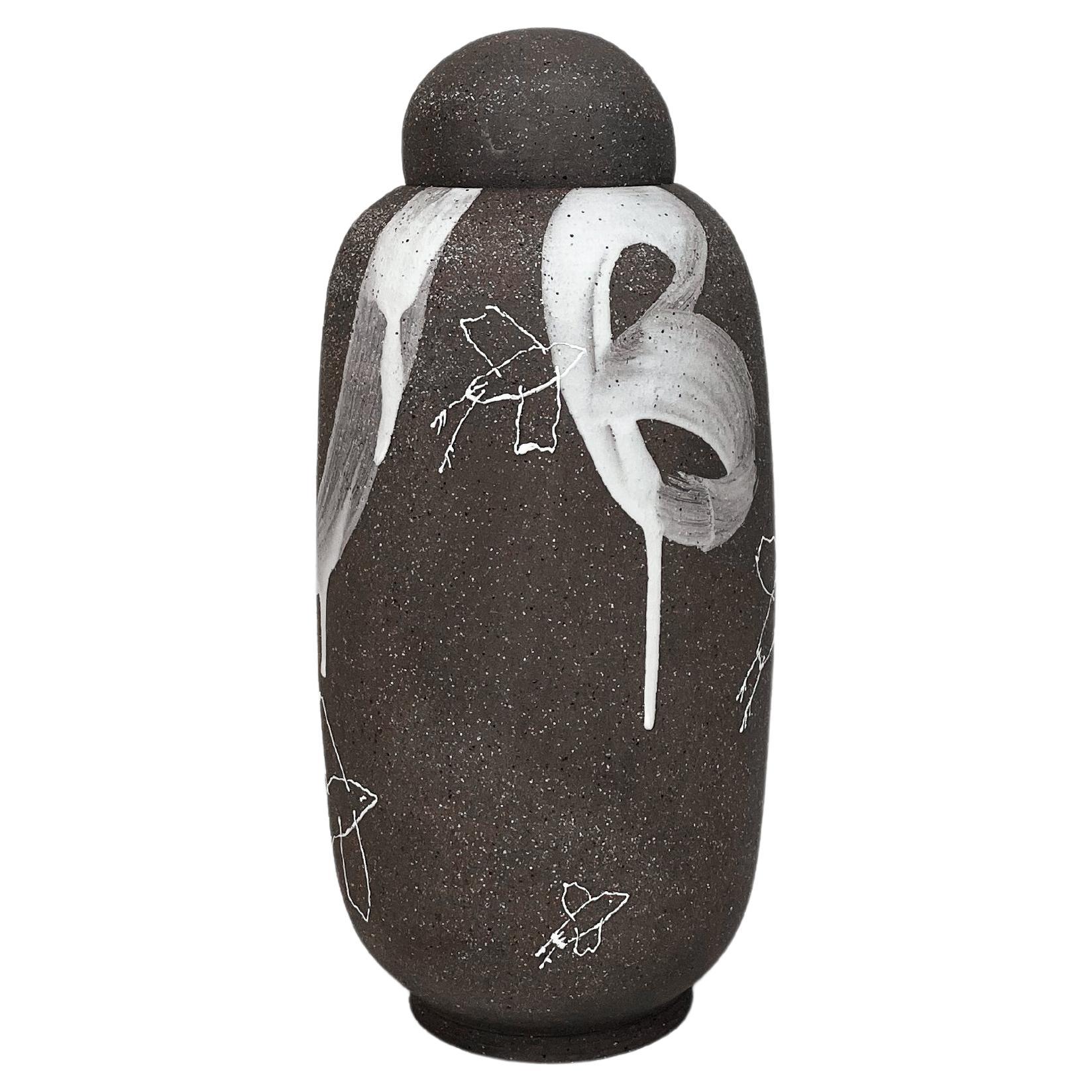 Vase aus Keramik – Weiße Lava-Kollektion im Angebot