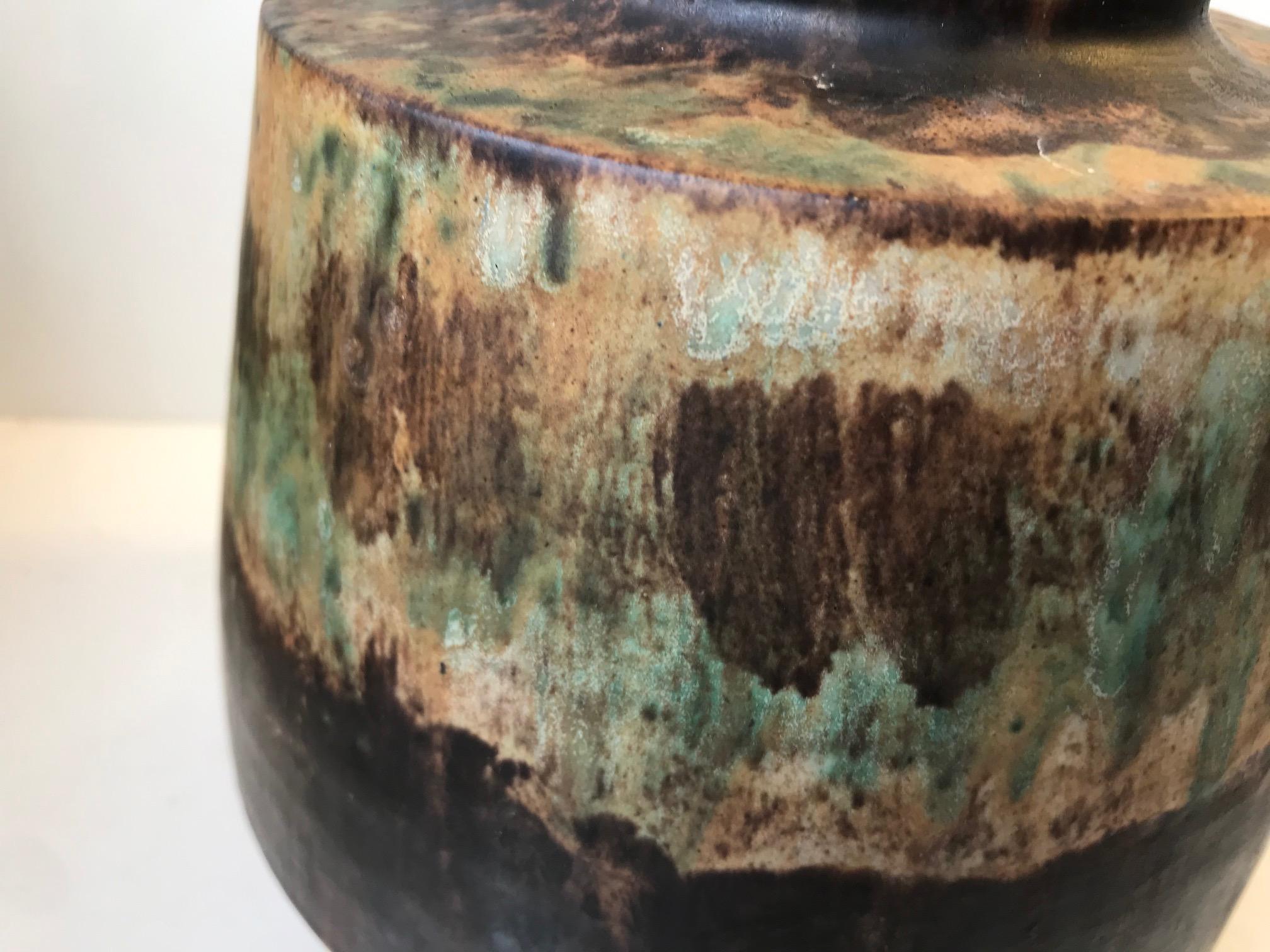 Danish Ceramic Vase with Abstract Autumn Glaze by Josef Etienne Van Wonterghem, 1970s For Sale