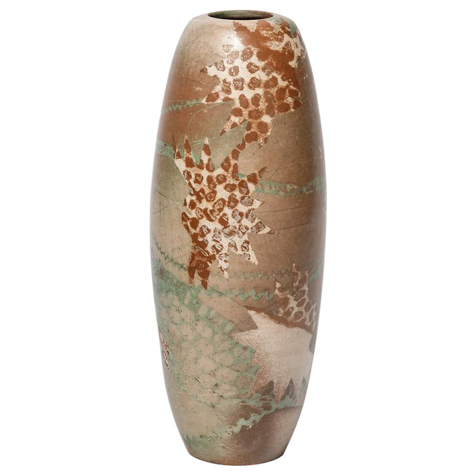 Vase en céramique à décoration abstraite, vers 19801990, par Sophie Combres en vente
