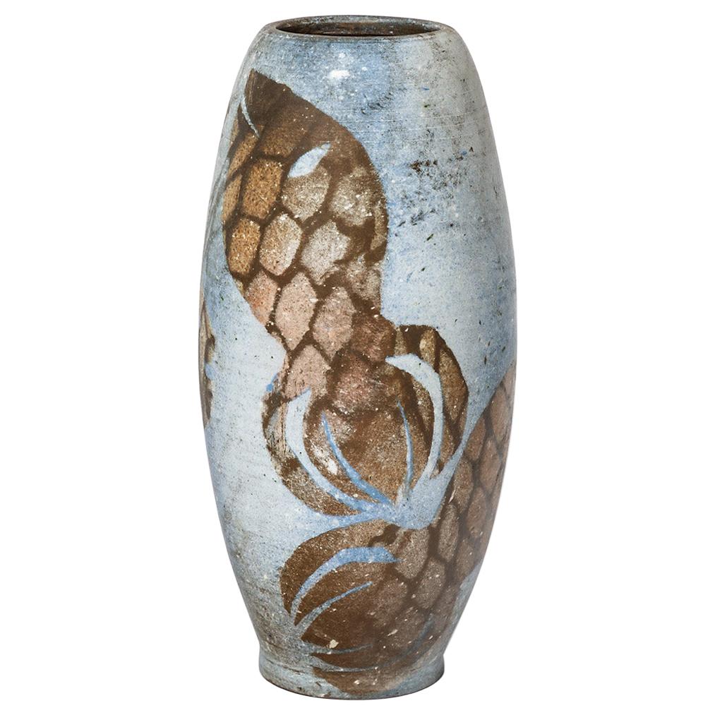 Ceramic Vase with Abstract Decoration, circa 1980-1990, by Sophie Combres