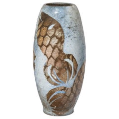 Vintage Ceramic Vase with Abstract Decoration, circa 1980-1990, by Sophie Combres