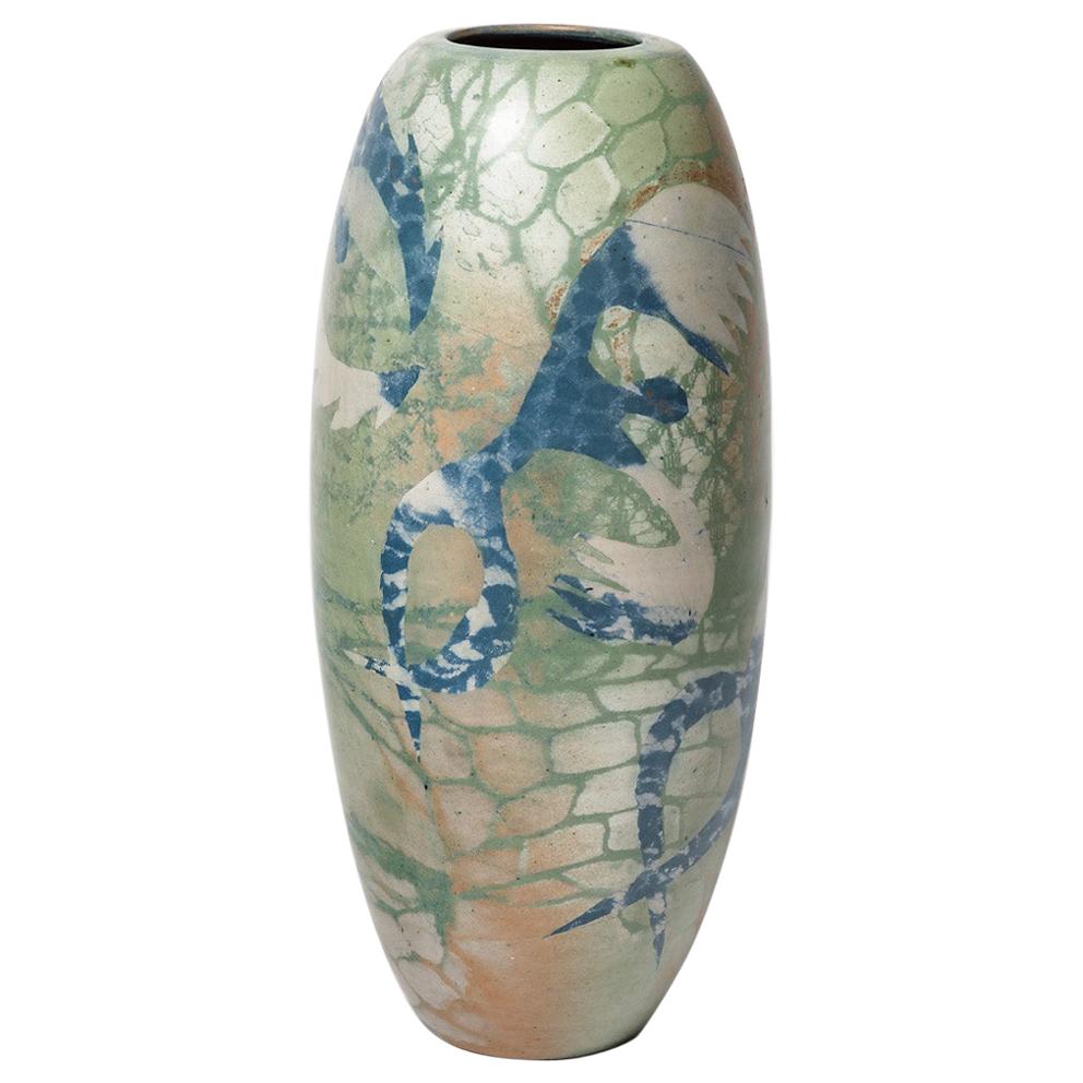 Ceramic Vase with Abstract Decoration, circa 1980-1990, by Sophie Combres