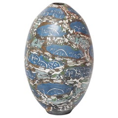 Vase en céramique avec décoration abstraite, vers 1980-1990, par Sophie Combres