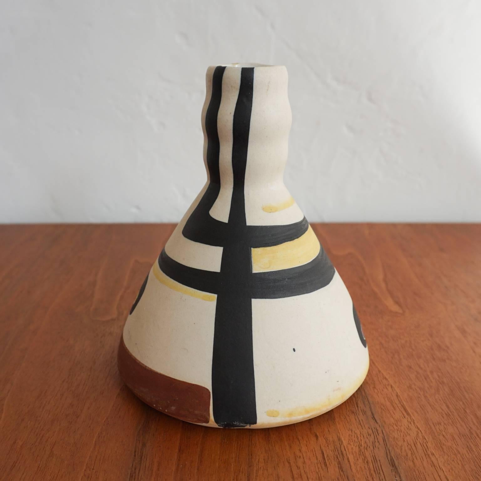 Mid-Century Modern Ceramic Vase with Abstract Design, 1950s For Sale